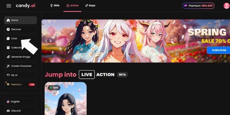 2. Přejděte do sekce Chat