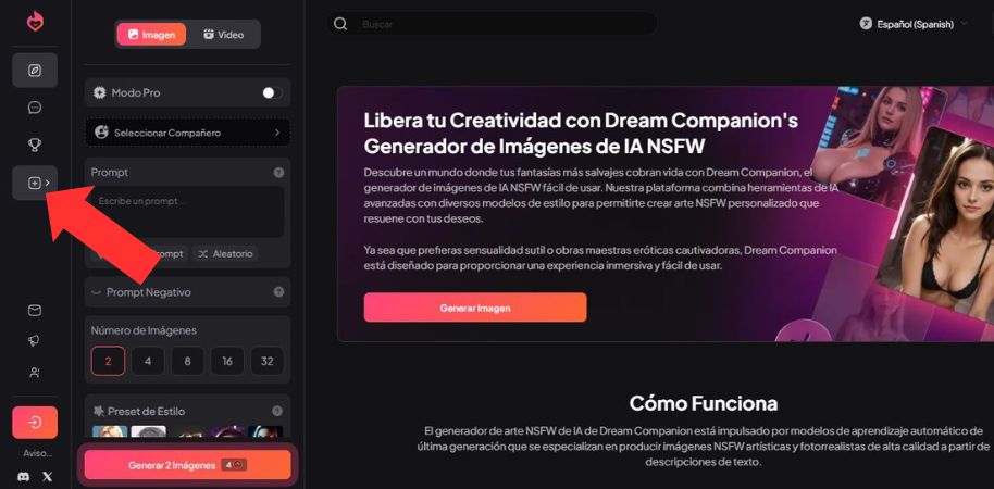 Krok 1 Vyberte možnost Generovat“ (levý postranní panel)