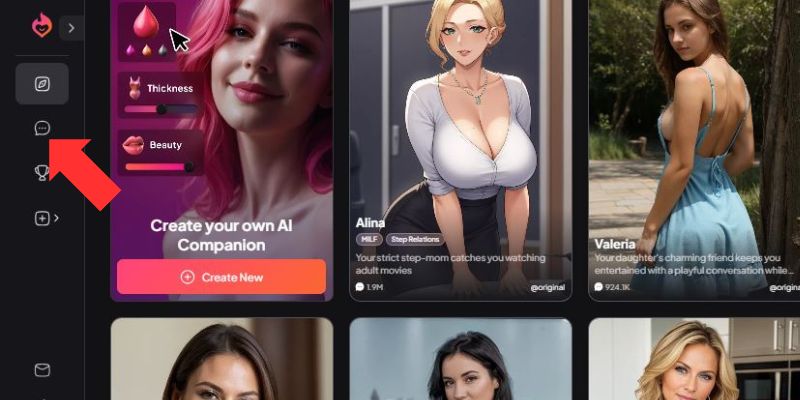 Krok 1 Vyberte tlačítko chatu vlevo