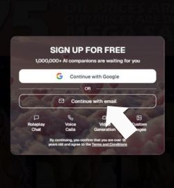 Krok 2 Vyberte možnost “Pokračovat s e-mailem“